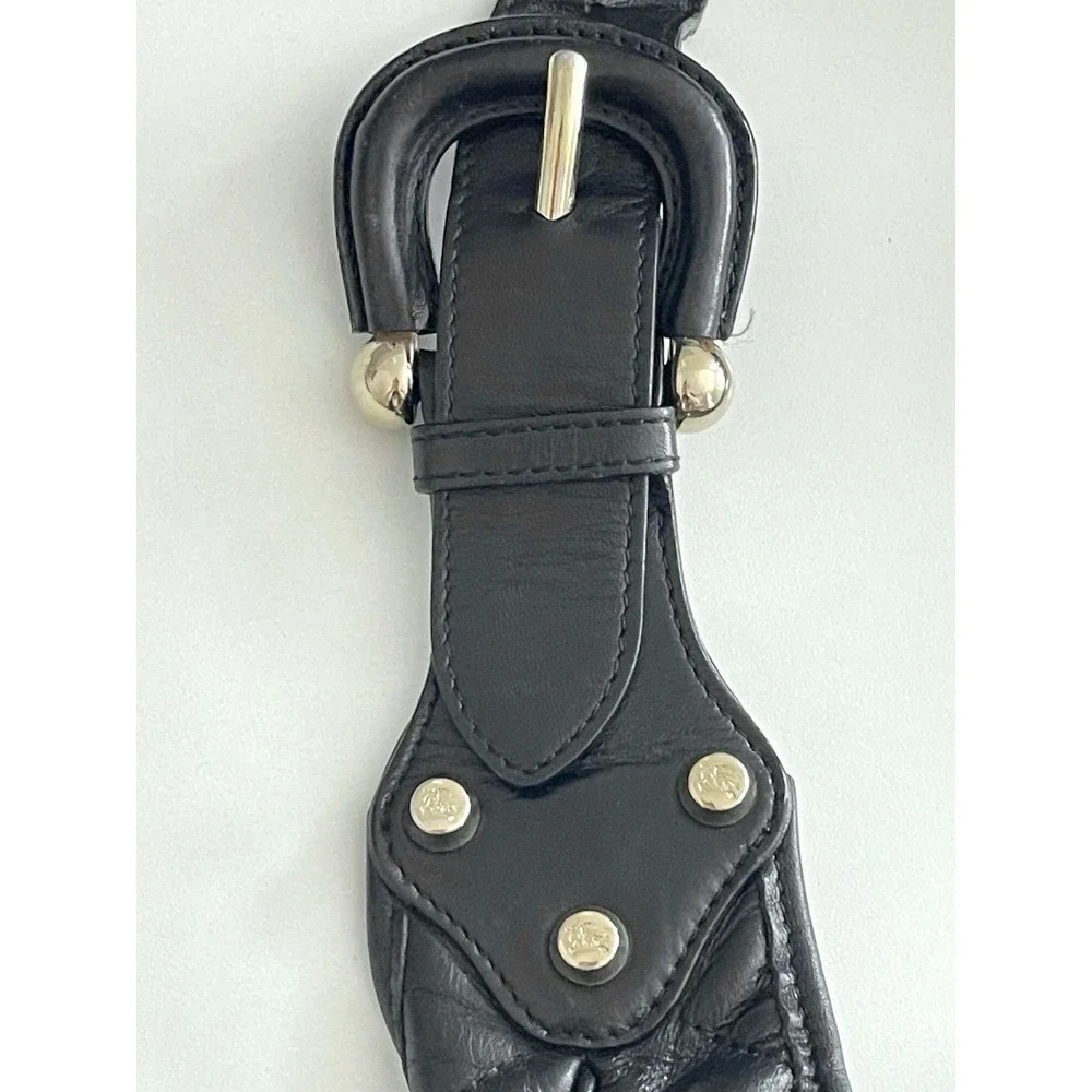 Y2K Burberry Brooke Padlock Black Quilted Leather Hobo Handbag Purse Equestrian